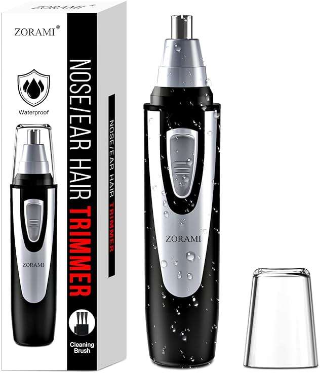 Ear and Nose Hair Trimmer Clipper - 2025 Professional Painless Eyebrow & Facial Hair Trimmer for Men Women, Battery-Operated Trimmer with IPX7 Waterproof, Dual Edge Blades for Easy Cleansing Black - Image 1
