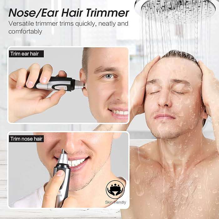 Ear and Nose Hair Trimmer Clipper - 2025 Professional Painless Eyebrow & Facial Hair Trimmer for Men Women, Battery-Operated Trimmer with IPX7 Waterproof, Dual Edge Blades for Easy Cleansing Black - Image 2