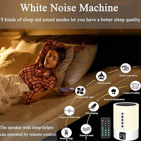 Alarm Clock Bluetooth Speaker, Night Light White Noise Machine Touch Bedside Lamp with Alarm Clock for Kids Multi-Color Changing Night Light Xmas Gifts for Teenage Girls Boys Women Teen Girl Gifts - Image 2