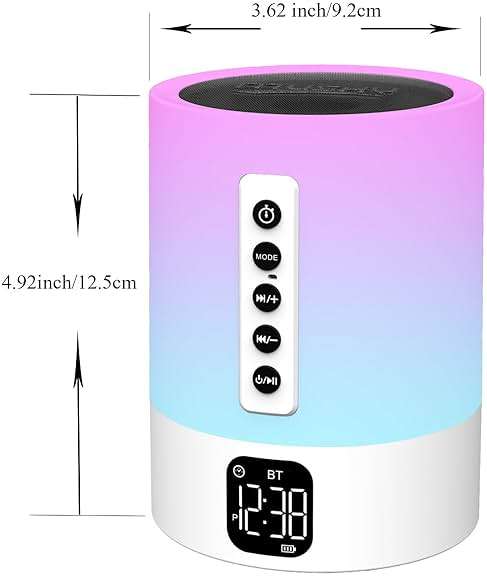 Alarm Clock Bluetooth Speaker, Night Light White Noise Machine Touch Bedside Lamp with Alarm Clock for Kids Multi-Color Changing Night Light Xmas Gifts for Teenage Girls Boys Women Teen Girl Gifts - Image 10