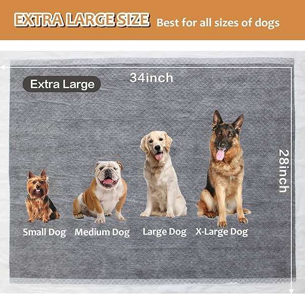 HIDOGGYLD Charcoal Puppy Pads with Adhesive Tape, Dog Pee Pads Extra Large 28" x 34" - 30 Count, Potty Pads for Dogs for Odor-Control & Leakproof, Disposable Pet Pads for Puppies, Dogs & Cats, Black - Image 2