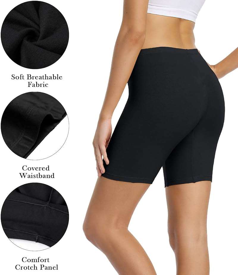 wirarpa Women's Cotton Boy Shorts Underwear Anti Chafing Soft Biker Short Plus Boy Shorts Panties 4 Pack - Image 3