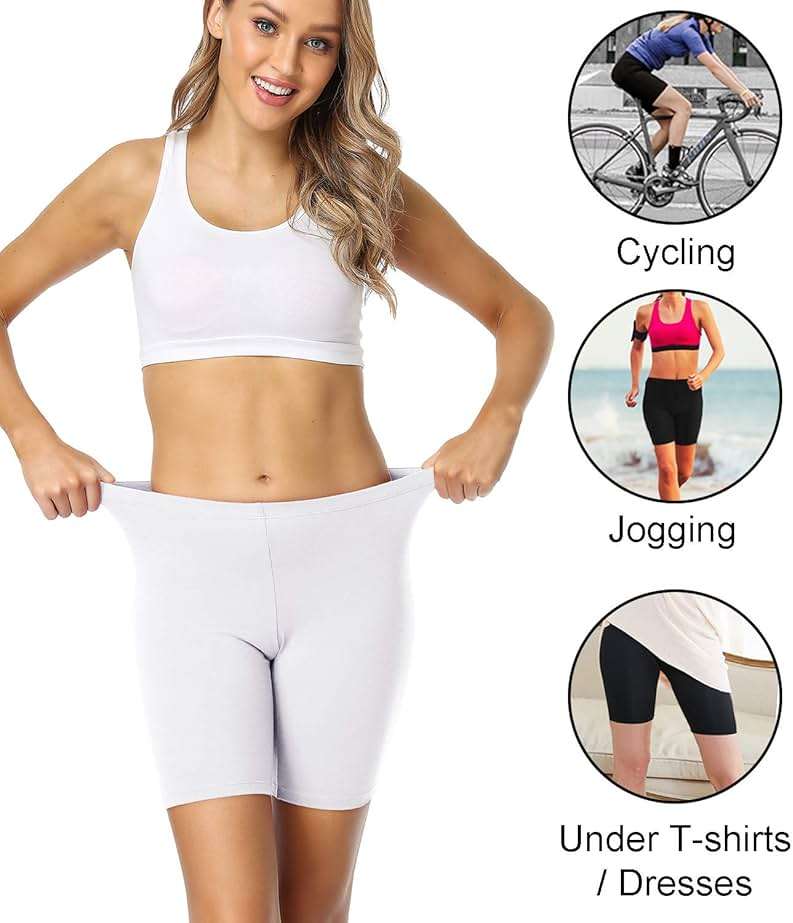 wirarpa Women's Cotton Boy Shorts Underwear Anti Chafing Soft Biker Short Plus Boy Shorts Panties 4 Pack - Image 4