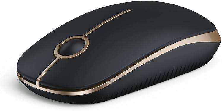 VssoPlor Wireless Mouse, 2.4G Slim Portable Computer Laptop Mouse with Nano Receiver Quiet Silent Optical Mice for Notebook, PC, Laptop, Computer-Black and Gold - Image 1