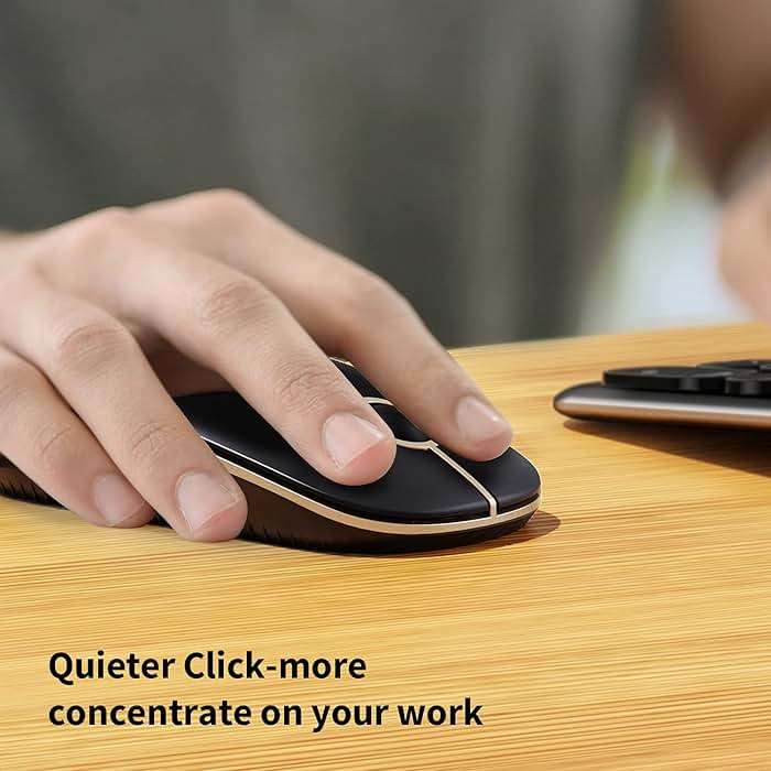 VssoPlor Wireless Mouse, 2.4G Slim Portable Computer Laptop Mouse with Nano Receiver Quiet Silent Optical Mice for Notebook, PC, Laptop, Computer-Black and Gold - Image 4