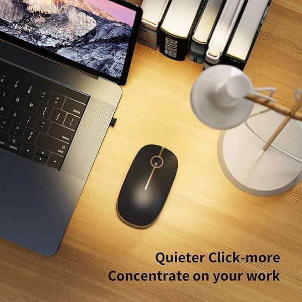 VssoPlor Wireless Mouse, 2.4G Slim Portable Computer Laptop Mouse with Nano Receiver Quiet Silent Optical Mice for Notebook, PC, Laptop, Computer-Black and Gold - Image 7