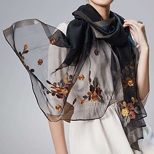 WINCESS.YU Silk Scarf for Women Lightweight Shawls and Wraps for Weddings Fashion Pashmina Shawl Embroidered Scarves - Image 3
