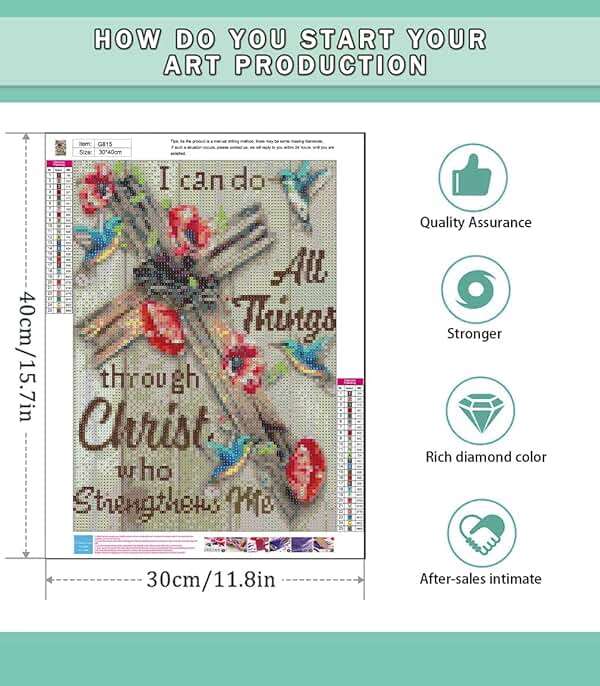 Clendo Christ Diamond Painting Kits for Adults, 5D DIY Full Drill Diamond Dots Paintings with Diamonds Gem Art and Crafts for Adults Home Wall Decor, Crucifix 12x16in - Image 3