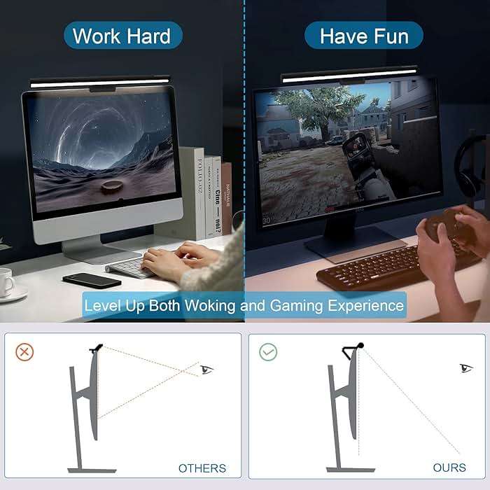 LYMAX Computer Monitor Light Bar, USB Computer Lamp Dimmable Screen Light Bar, Adjustable Brightness/Color Temperature with Touch Contror, No Screen Glare, Space Saving for Home Office Desk Light - Image 8