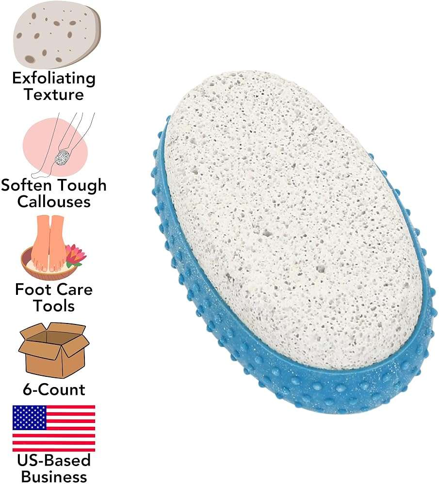 Iconikal 6-Pack Pumice Exfoliating Stone with Rubber Grip (Blue) - Image 2