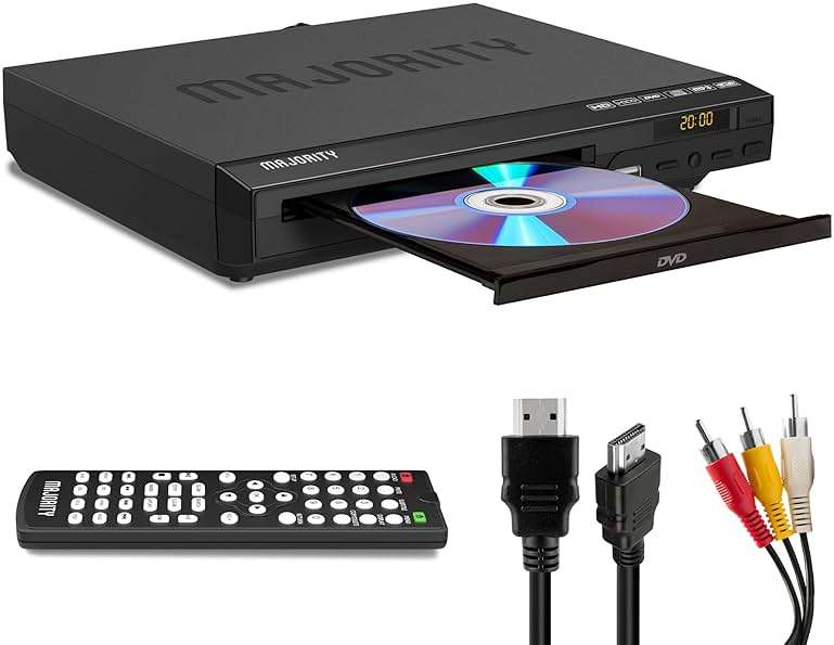 2026 Model HDMI DVD Player for TV | 1080P Region Free DVD-Players for Smart TV | Mini DVD Player with USB, CD & MP3 | HDMI Cable, RCA Cable & Remoted Control | MAJORITY DVD - Image 1