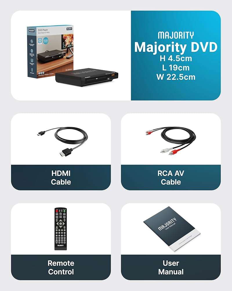 2026 Model HDMI DVD Player for TV | 1080P Region Free DVD-Players for Smart TV | Mini DVD Player with USB, CD & MP3 | HDMI Cable, RCA Cable & Remoted Control | MAJORITY DVD - Image 6