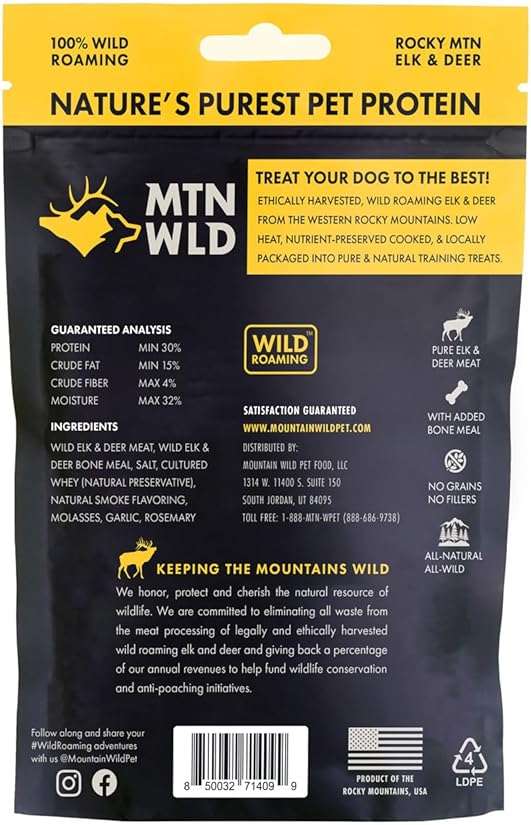 MOUNTAIN WILD Training Treats for Dogs & Puppies – Elk & Venison Protein Puppy & Dog Treat – High Value, All-Natural, No Fillers, Grain-Free, No Artificial Preservatives – 4oz, 1 Bag - Image 2