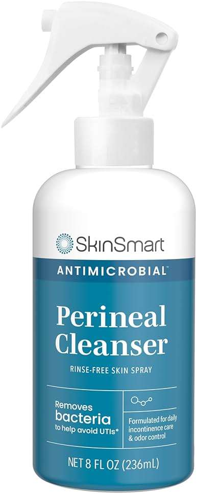 SkinSmart Antimicrobial Perineal Cleanser, Ideal for Incontinence Care and Postpartum, Removes Bacteria, 8 oz Spray - Image 1