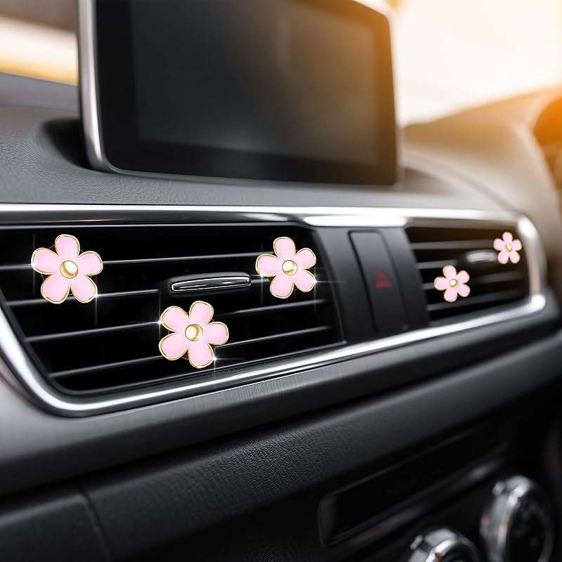 Frienda 6 Pcs Daisy Flower Air Vent Clip Accessories Air Conditioning Outlet Clip Car Air Freshener Dashboard Accessories Charm Car Inter Decor(3 cm, 3.3 cm,Pink) - Image 5