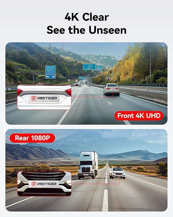 REDTIGER 4K Dash Cam Front Rear, STARVIS 2 Sensor, Free Card Included, 5.8GHz WiFi-20MB/s Fast Download, Dash Camera for Cars with GPS, WDR Night Vision, 170°Wide Angle, 24H Parking Mode(F7NP) - Image 2