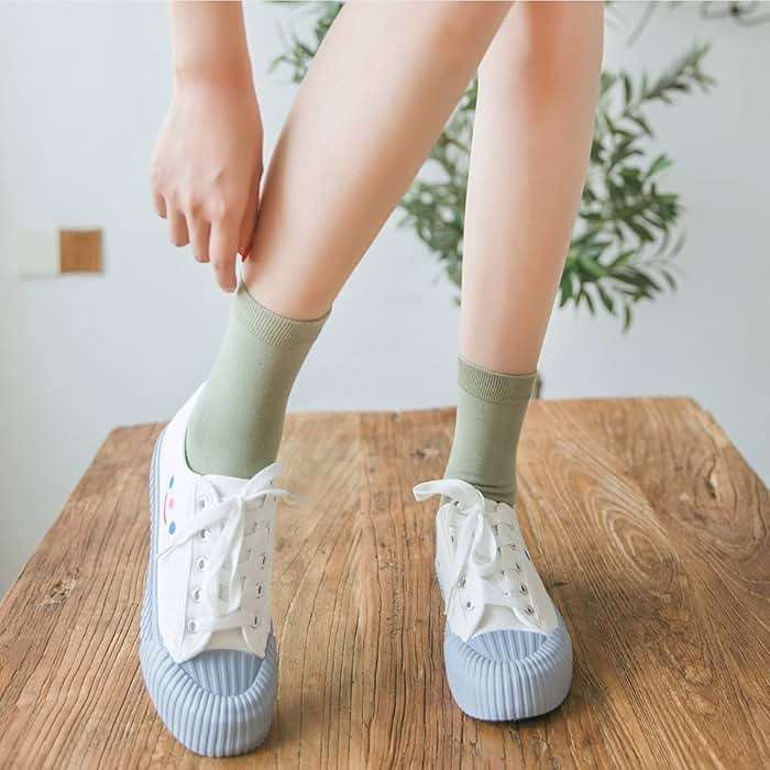 TeenFighter 10 Pairs of Comfortable Casual Cotton Socks for Women, Crew Size for Sports, Solid Color Stretch Socks for Girls - Image 4