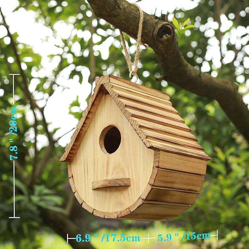 Bird House for Outside,Wood Birdhouses Outdoor, Wooden Bird House Bluebird Finch Cardinals Hanging Birdhouse for Garden Viewing - Image 6