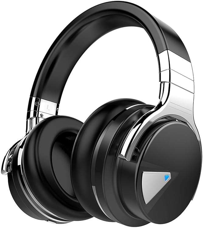 Silensys E7 Active Noise Cancelling Headphones Wireless Bluetooth Headphone with Microphone Deep Bass Over Ear, Comfortable Protein Earpads, 30 Hours Playtime for Travel/Work, Black - Image 1