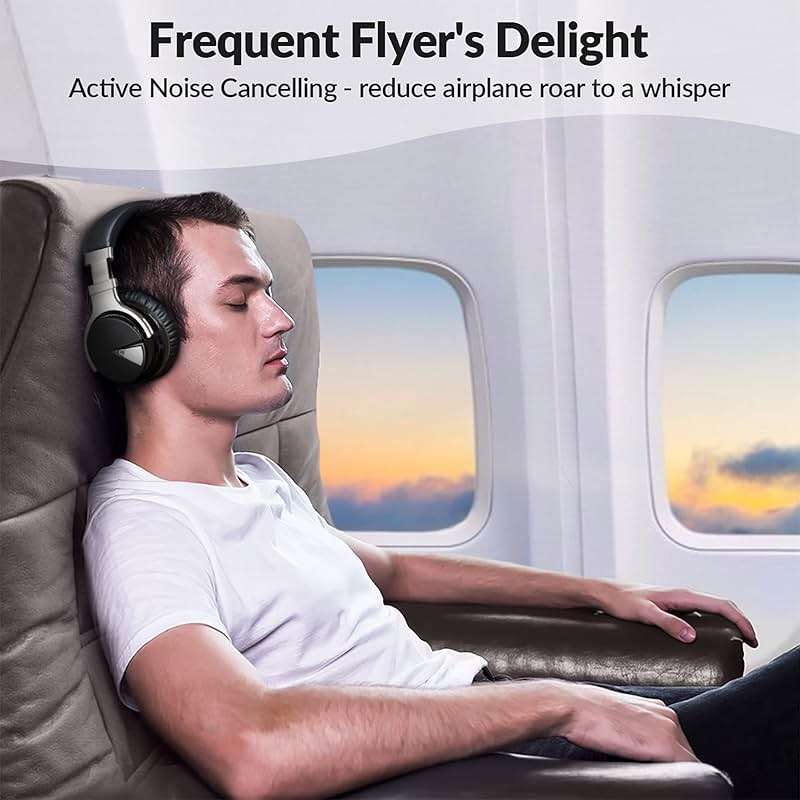 Silensys E7 Active Noise Cancelling Headphones Wireless Bluetooth Headphone with Microphone Deep Bass Over Ear, Comfortable Protein Earpads, 30 Hours Playtime for Travel/Work, Black - Image 3