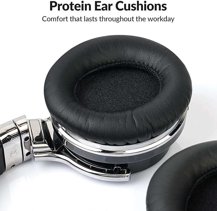 Silensys E7 Active Noise Cancelling Headphones Wireless Bluetooth Headphone with Microphone Deep Bass Over Ear, Comfortable Protein Earpads, 30 Hours Playtime for Travel/Work, Black - Image 4
