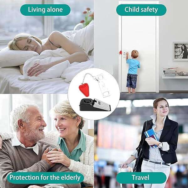 Portable Door Lock & Door Stop Alarm Set, Dual Protection Home Security Door Kit, Travel Hotel Lock Devices Pocket Self Defensey Tools for Traveling Hotel Home Apartment,Red - Image 7