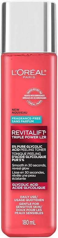 L'Oreal Paris Revitalift 5% Pure Glycolic Acid Peeling Toner with Aloe Vera, Alcohol Free, Fragrance Free 6 fl oz - Image 1