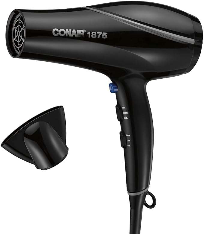 Conair Crystal Infused Ceramic Hair Dryer | Fast Drying Crystal Infused Ceramic Technology for Fine, Medium, Thick, and Curly Hair, Black, 190. - Image 1