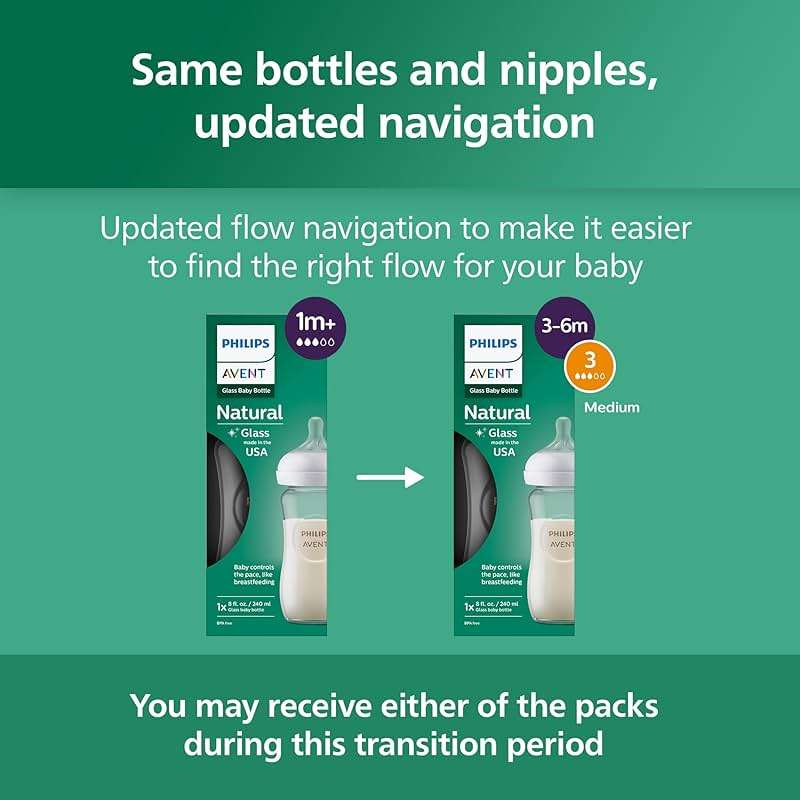 Philips Avent Natural Glass Baby Bottles with Natural Response Nipples (Medium Flow, Flow 3), 8oz, 4-Pack, SCY913/04 - Image 8