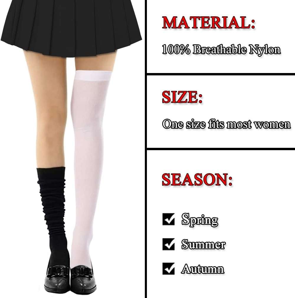 Lastclream Women Costume Thigh High Silk Stockings for Woman 80D Semi Opaque Over Knee Socks Cosplay Knee High Hosiery - Image 4