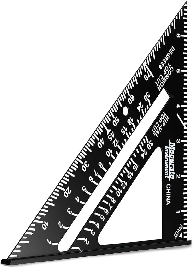 Mecurate Rafter Square, Triangle Carpenter Square Die-cast Aluminum Alloy for Woodworking and Carpentry (7 inch die-Casting) - Image 1