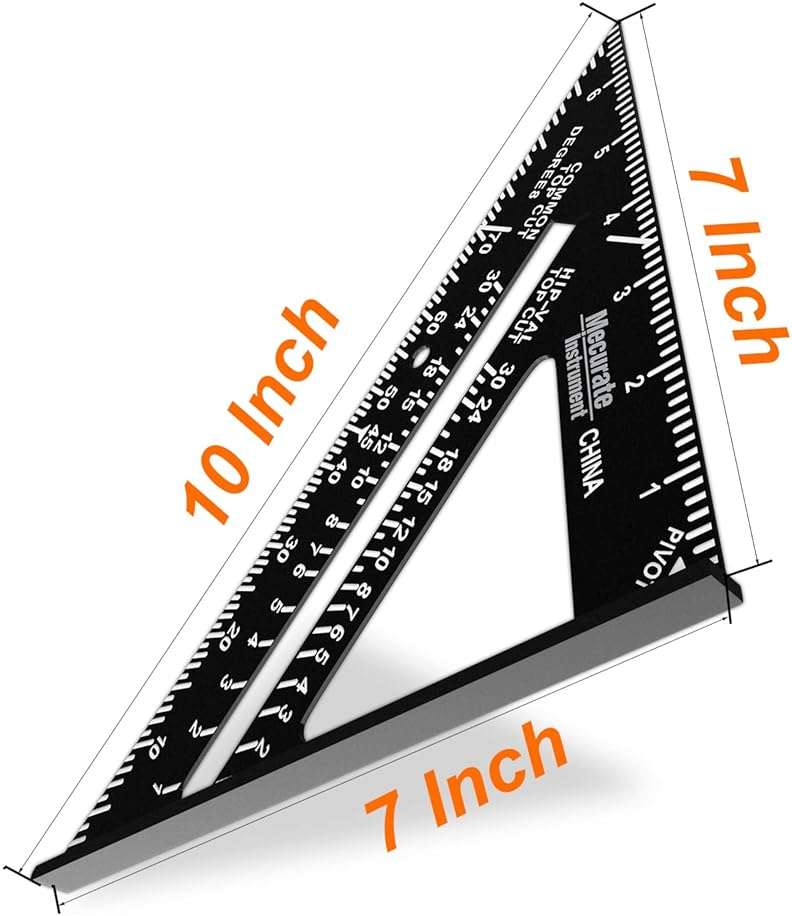 Mecurate Rafter Square, Triangle Carpenter Square Die-cast Aluminum Alloy for Woodworking and Carpentry (7 inch die-Casting) - Image 5