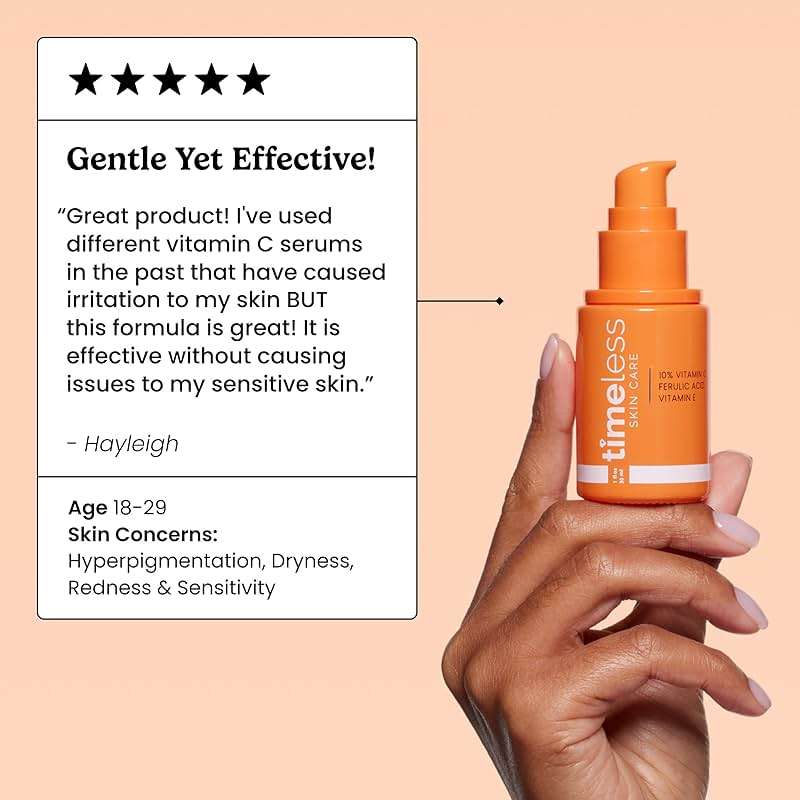 Timeless Skin Care Vitamin C Serum with Vitamin E & Ferulic Acid - Brightening Serum - for Oily & Dry Skin - Fragrance-Free - 4 oz - Image 3