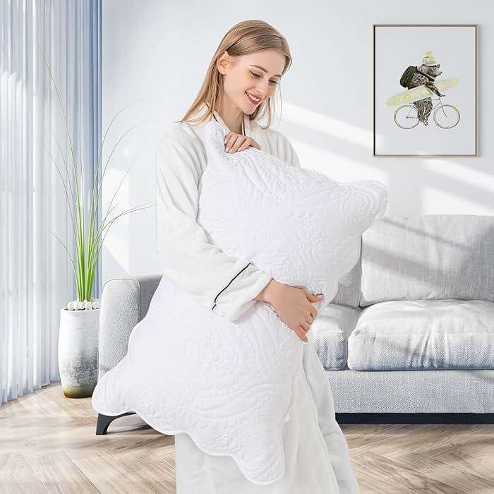 BOSOWOS Quilted Pillow Shams Set of 2, Decorative Microfiber Queen Bed Pillow Shams, Soft Breathable Pillow Covers with Envelope Closure (White, 2Pcs:20 x 30inch) - Image 2