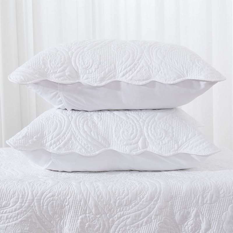 BOSOWOS Quilted Pillow Shams Set of 2, Decorative Microfiber Queen Bed Pillow Shams, Soft Breathable Pillow Covers with Envelope Closure (White, 2Pcs:20 x 30inch) - Image 7