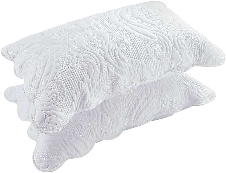 BOSOWOS Quilted Pillow Shams Set of 2, Decorative Microfiber Queen Bed Pillow Shams, Soft Breathable Pillow Covers with Envelope Closure (White, 2Pcs:20 x 30inch) - Image 9