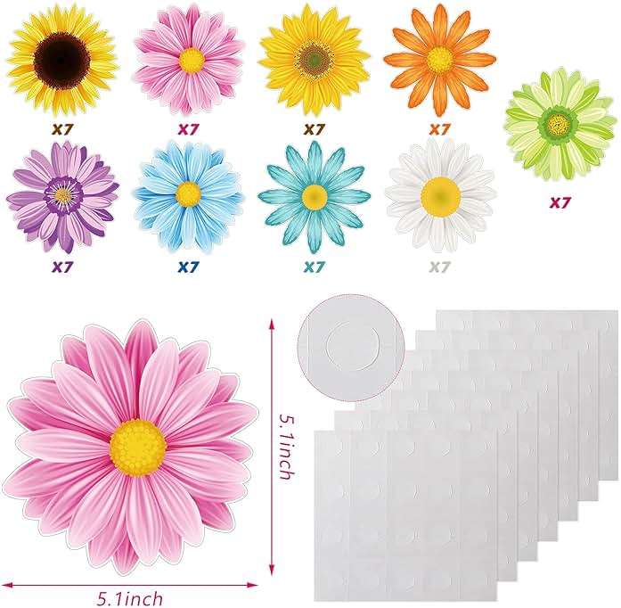 Censen 63 Pieces Sun Flower Cutouts 5.1 Inch Spring Summer Bulletin Board Paper Decorations Creative Springtime Flowers Wall Decals for Wall Summer Bulletin Board for Birthday Party(Classic) - Image 3