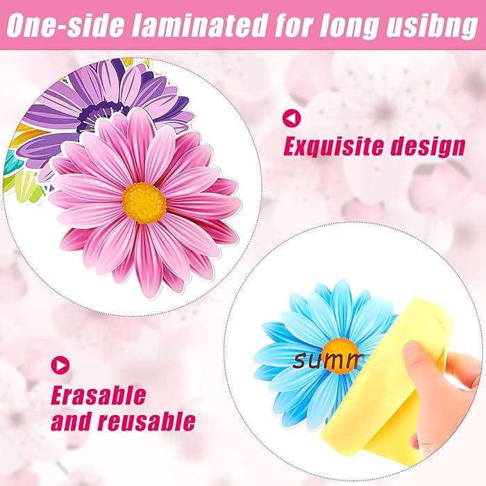 Censen 63 Pieces Sun Flower Cutouts 5.1 Inch Spring Summer Bulletin Board Paper Decorations Creative Springtime Flowers Wall Decals for Wall Summer Bulletin Board for Birthday Party(Classic) - Image 4