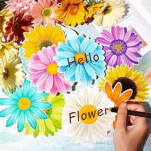 Censen 63 Pieces Sun Flower Cutouts 5.1 Inch Spring Summer Bulletin Board Paper Decorations Creative Springtime Flowers Wall Decals for Wall Summer Bulletin Board for Birthday Party(Classic) - Image 5