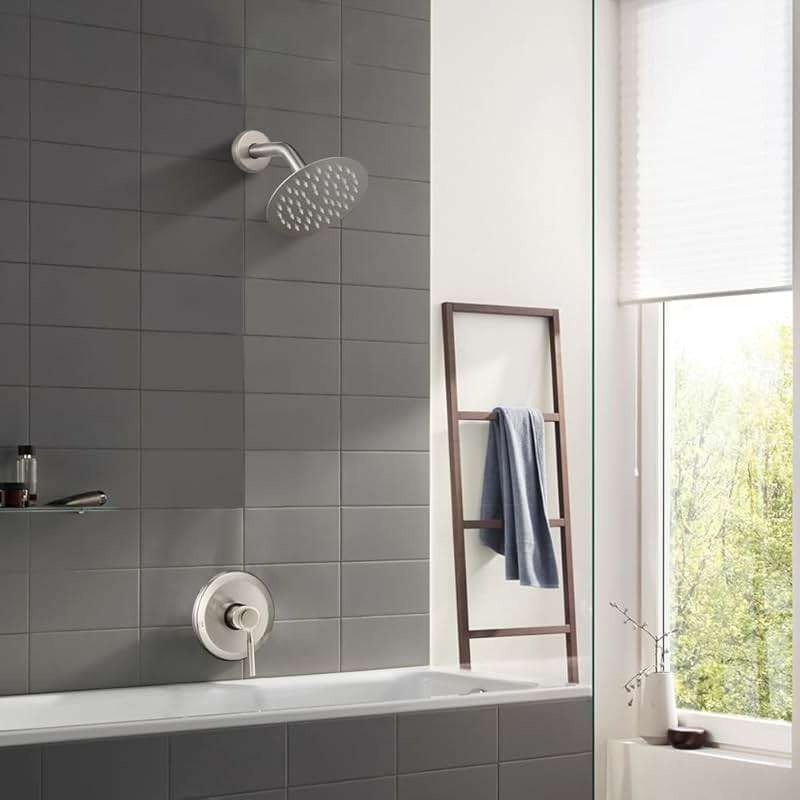 Shower Head And Faucet Set Complete With 6 Inch High Pressure Rain Shower Head Brushed Nickel Shower Fixtures With Valve Trim kit Regaderas Para bBaño Modernas - Image 2