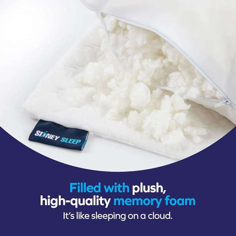 Sidney Sleep Adjustable Curved Pillows for Neck and Shoulder Support with Extra Shredded Fill - Cervical Contour Pillow for Side and Back Sleepers - Queen Size 19" x 29" CertiPUR-US Certified (White) - Image 7