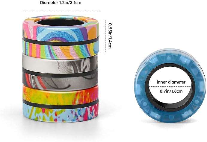 Magnetic Rings Fidget Toy Set, Idea ADHD Fidget Toys, Adult Fidget Magnets Spinner Rings for Anxiety Relief Therapy, Fidget Pack Great Gift for Adults Teens Kids (3PCS) - Image 2