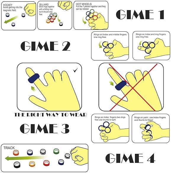 Magnetic Rings Fidget Toy Set, Idea ADHD Fidget Toys, Adult Fidget Magnets Spinner Rings for Anxiety Relief Therapy, Fidget Pack Great Gift for Adults Teens Kids (3PCS) - Image 4