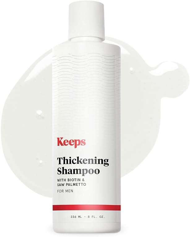 Keeps Thickening Shampoo for Men - Anti-Thinning Hair Care with Biotin, Caffeine & Saw Palmetto - Color-Safe Men's Volumizing Shampoo - DHT-Blocker - for Fuller, Thicker Looking Hair - 8 Oz - Image 1