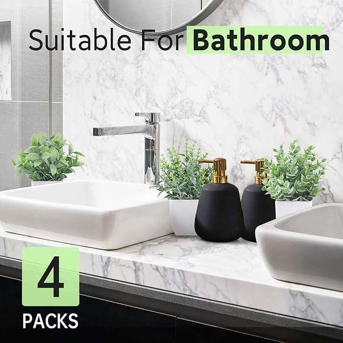 Der Rose 4 Pack Fake Plants Mini Artificial Greenery Potted Plants for Home Decor Indoor Office Table Room Farmhouse Bathroom Decor - Image 6