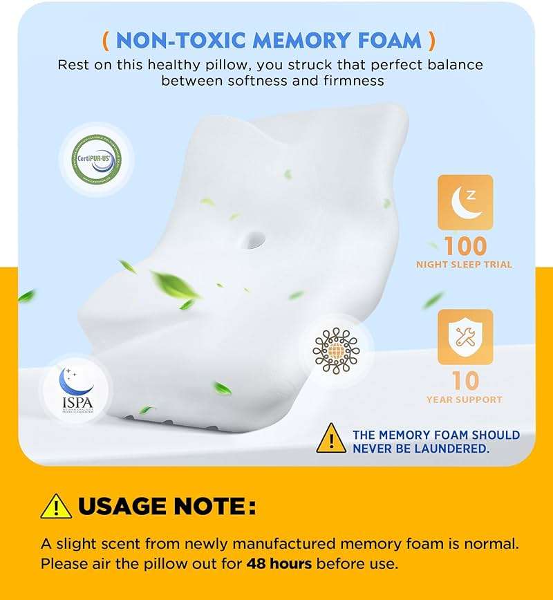 Osteo Cervical Pillow for Neck Pain Relief, Hollow Design Odorless Memory Foam Pillows with Cooling Case, Adjustable Orthopedic Bed Pillow for Sleeping, Support for Side Back Sleepers - Image 5