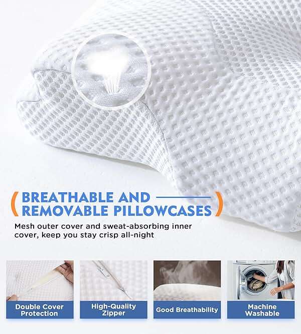Osteo Cervical Pillow for Neck Pain Relief, Hollow Design Odorless Memory Foam Pillows with Cooling Case, Adjustable Orthopedic Bed Pillow for Sleeping, Support for Side Back Sleepers - Image 6