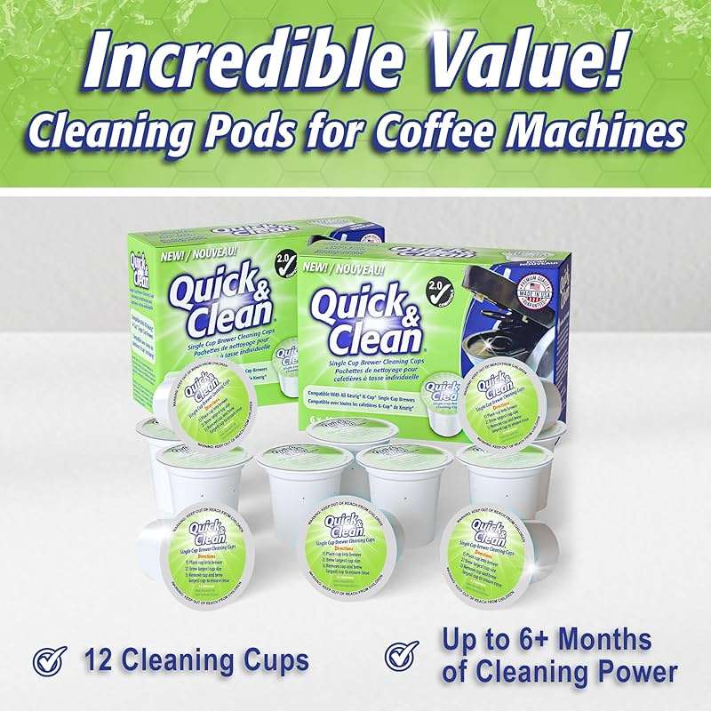 Quick & Clean [12-Pack] Keurig Cleaning Pods - K Cup Cleaner Pod For Keurig - 2.0 Coffee Machine Compatible, Removes Stains, Non-Toxic and Eco-Friendly - Image 4