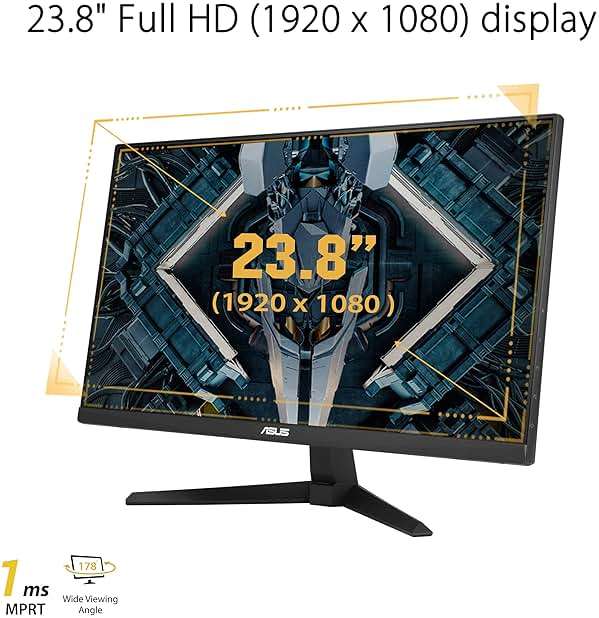 ASUS TUF Gaming 24” 1080P Monitor (VG247Q1A) - Full HD, 165Hz (Supports 144Hz), 1ms, Extreme Low Motion Blur, Adaptive-sync, FreeSync Premium, Shadow Boost, Speakers, Eye Care, HDMI, DisplayPort - Image 2