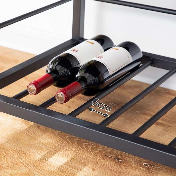 HOOBRO Kitchen Island with Wine Rack, Industrial Island Counter with Hooks and Protective Rails, 3 Tier Kitchen Shelf with Large Workstation, Easy Assembly, Rustic Brown BF02ZD01 - Image 8
